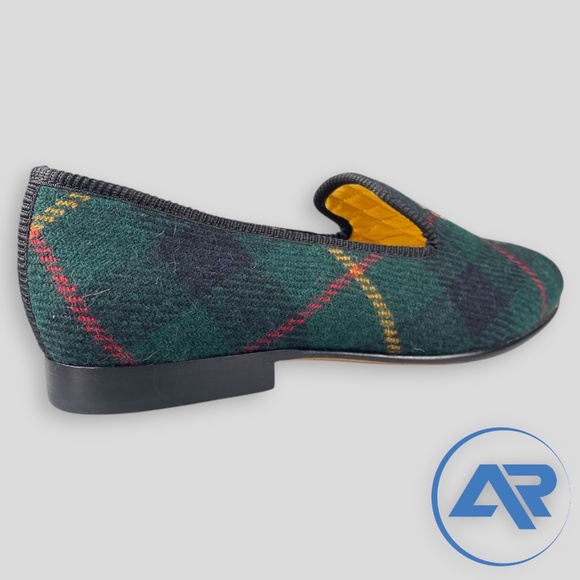 Polo Ralph Lauren Paxton Wool Plaid Green Men's Slipper Shoes Skull & Keys - Picture 6 of 7